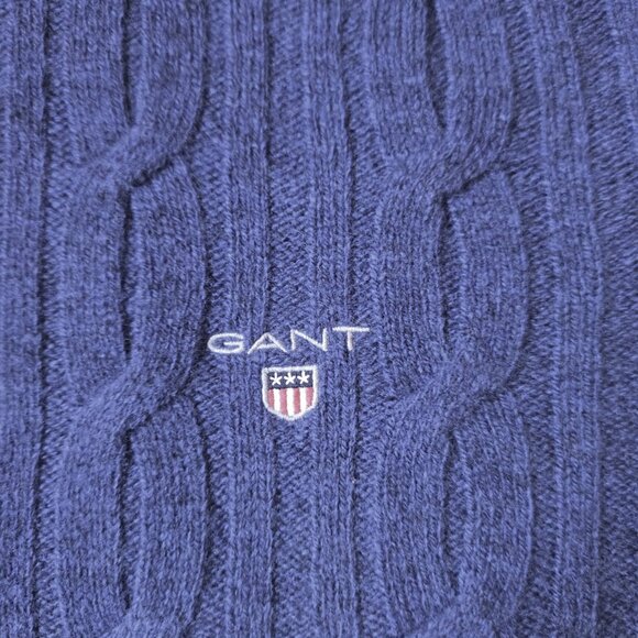 Cable Knit Crewneck sweater navy GANT - Picture 2 of 7